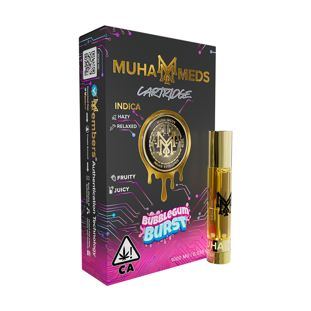 Bubble Gum Burst Cartridge – Sweet Bubblegum Flavor THC Vape Cart Bubble Gum Burst cartridge featuring a sweet bubblegum flavor profile, premium THC vape cart designed for smooth hits, long-lasting potency, and a nostalgic candy-style experience.