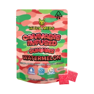 Watermelon Gummies Muha Meds cannabis-infused edibles with sweet watermelon flavor and long-lasting effects