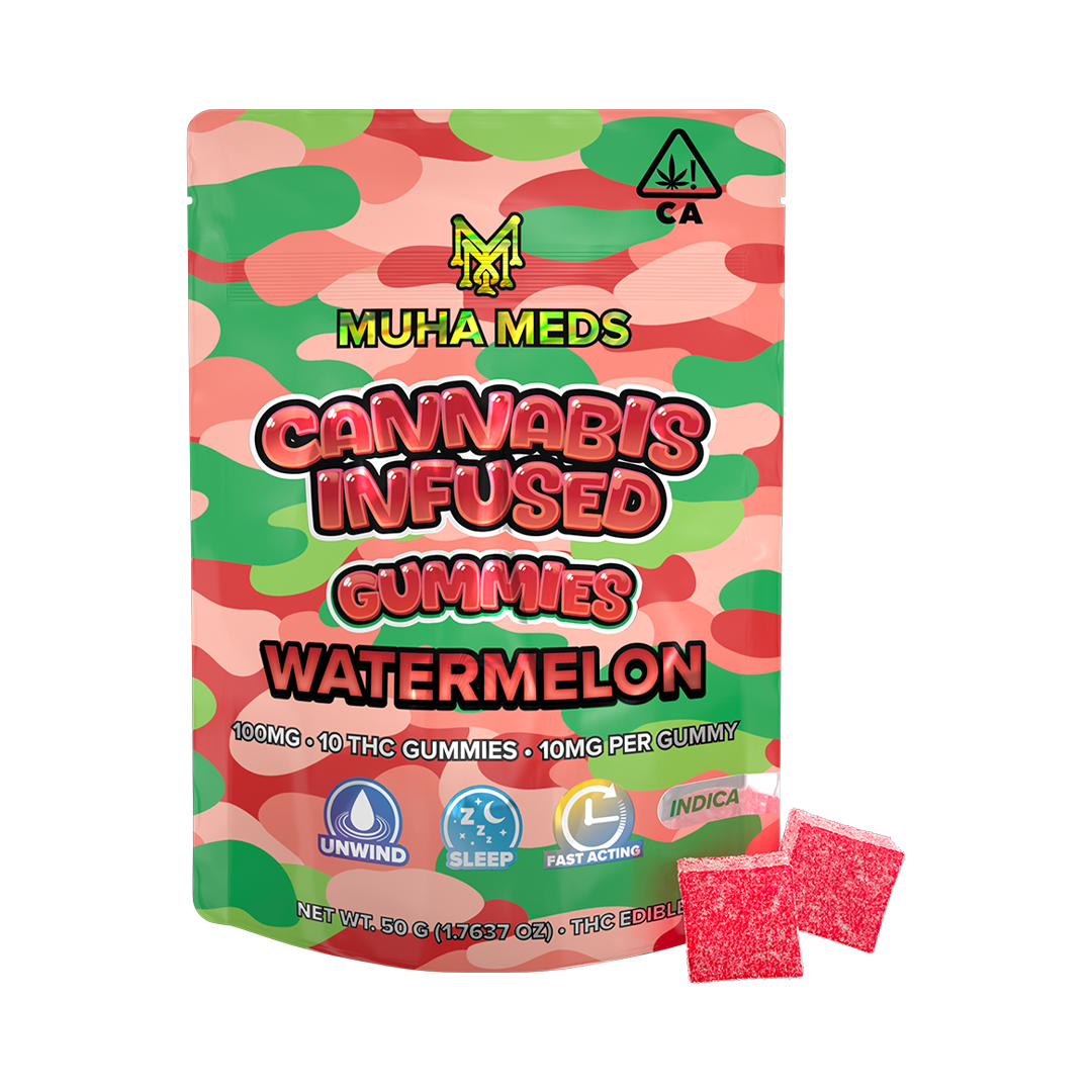 Watermelon Gummies – Muha Meds Cannabis-Infused Edibles Watermelon Gummies Muha Meds cannabis-infused edibles with sweet watermelon flavor and long-lasting effects